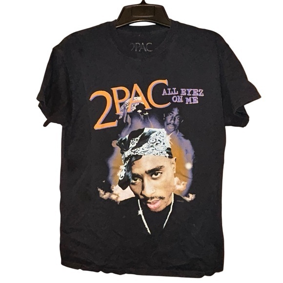 2Pac Tupac All Eyez on Me Rap Hip Hop Graphic Tee‎ Black Cotton Size Medium - Picture 1 of 7